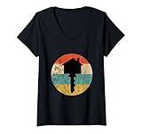 Damen Immobilie Schlüssel Makler Immobilienmakler Retro Sunset T-Shirt mit V