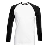 Fruit of the Loom - Kontrast Langarm-Shirt 'Baseball Longsleeve T' L,White/Black