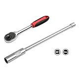 KLOVA drehbarer magnetischer Zündkerzen-Steckschlüssel 3/8'-Antrieb, superlanger Steckschlüsselsatz, Cr-V-Stahl, ohne Verlängerung, mit Schraubenschlüssel, 6 Arten von Steckschlü