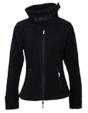 Damen Fleecejacke Funnel Fleece Jacke hoher Kragen (44, Black)