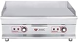 Beeketal 'BGP-6' Profi Gastro Grillplatte elektrisch mit glatter Grillfläche (74,5 x 42 cm) aus 12 mm dickem Gusseisen, 2 Zonen Temperatur separat und stufenlos regelbar je 50-300 °C (2 x 3200 Watt)