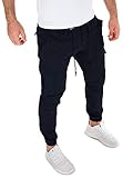 Yazubi Cargo Stoff Hose Jogginghose Jeansoptik Herren L Männer Cargohose Elijah, Blau (Night Sky 4R193924), W30/L34