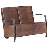 vidaXL Sofa 2-Sitzer Retro-Design Zweisitzer Loungesofa Polstersofa Bank Polsterbank Ledersofa Sitzmöbel Designsofa Braun Echtleder S