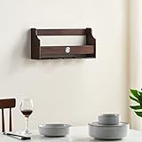 Schwimmende Weinregal Regale, Industrielle Weinregale Wandmontiert, Echtholz Regal Wandregal Stemware Halter Holzregale Wohnzimmer Küche Dekor Display Rack, Stemware Rack