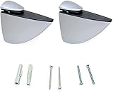 Emuca 4009025 Paar Regalbodenträger Modell Pelicano für Regale in Holz/Glas/Kristall mit Dicke 5-40mm Ausführung Aluminiumfarbe lack