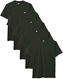Lower East 5er Pack Herren T- Shirt mit V-Ausschnitt aus 100 % Baumwolle, Dunkelgrün, L