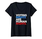 Damen Voting Right are Human Rights (Rot, Weiß, Blau) T-Shirt mit V