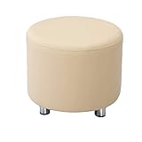 LXLAMP Sitzhocker Sitzwürfel mit Stauraum Fußbank Truhen Fußbank Runder Fußstütze Pier Hocker Ottomane Hocker Mini Change Schuh Mit Lederbezug Holz-Freizeitsofa (Color : Beige)