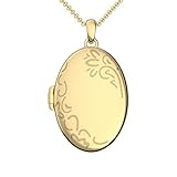 Medaillon oval groß Gold hochwertig vergoldet Amulett antik Vintage (Medalion, Medallion) zum Öffnen antik, aufklappen, aufklappbar mit Kette für Foto Gelbgold Kette + FF103 VGGG45