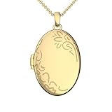 Medaillon oval groß Gold hochwertig vergoldet Amulett antik Vintage (Medalion, Medallion) zum Öffnen antik, aufklappen, aufklappbar mit Kette für Foto Gelbgold Kette + FF103 VGGG45