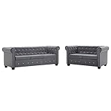 YOPOTIKA Ecksofa Loveseat Sofa Couch wandelbares Schlafsofa Couch Wohnmöbel Chesterfield Sofa-Set 2-TLG. Samtpolsterung G