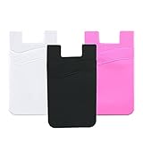 CalorMixs 3 Packungen dehnbarer Kreditkartenhalter aus Silikon mit Kuh-Motiv für die Rückseite der Handytaschen, Gummi-Klebefolie auf Handy, Android-Smartphones (schwarz + weiß + rosa)