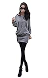 Mississhop 95-31 Damen Minikleid festlich Glitzer Kleid Pulli Tunika Grau L