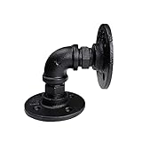 CREACEC 4 Stück Industrielle Rohr Regalhalterungen,Rustikal Doppel Flansch Halterung DIY Regalträger Regalunterstützung Für Wandregal Badregal,Schw