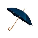Falconetti Uni Regenschirm, lang, für Damen und Herren, Durchmesser über 1 m, automatisches Öffnungssystem, robust, mit Griff und Griff aus Holz, Blau (Dunkelblau)