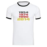 T-Shirt Deutschland mit Jahreszahlen Retro 1954 1974 1990 2014 Trikot Herren weiß Gr. S-2XL - Fanshirt Fanartikel Fanshop Trikot Fußball EM WM Germany,Größe:L