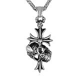 Retro Gothic Schädel Anhänger Halskette Männer Frauen Teufelsflügel Skelett Kopf Kette Halskette Biker Punk Halskette Hip Hop Schmuck Geschenk