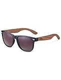 GREENTREEN Amexi Herren und Damen Polarisierte Sonnenbrille mit Holzbügeln, UV-Schutz , mit Brillen-Etui, Schraubenzieher, Brillen tuch und Tasche (Braun)