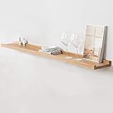 90 cm rustikales massives Eichenholzblock, Frei schwebende Eiche, Wandregal, dekoratives Hängeregal, Home Storage Organizer Bücherreg