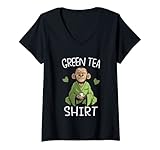 Damen monkä Grüner Tee Green Tea T-Shirt mit V