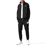 GAOQING Herren Sportswear Warme Trainingsanzug Jacke Jogginghose Laufen Sets Jogging Anzüge Männliche Jogger Fitness Sportanzug Männer 2 Stück Sets Jacke + Hose,Schwarz,2XL