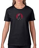 Comedy Shirts - Anime - Seven Prey - Gelber Hintergrund - Vorne-Mitte u. Hinten - Damen T-Shirt - Schwarz Gr. S