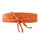 ZouLOO breiter Gürtel aus echtem Leder für Damen im Obi-Stil, Ledergürtel, Einheitsgröße 36 bis 46 (Orange, 36/44)