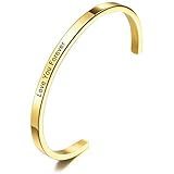 MeMeDIY Personalisierte Armband Gravur Name Identifizierung ID Angepasst für Männer Frauen Mädchen Jungen Wasserdicht Edelstahl Einstellbare Stulpearmband (4mm Breite, Gold Farbe)