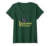 Damen Green Mountain Boys Militia Flag Freedom & Unity (Front) T-Shirt mit V