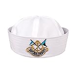 Unisex White Navy Hat Cap Sailors Ship Boot Military Hat Marine Uniform Cap Performance Hat (Erwachsene 58cm)