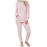 Litale Damen Sportanzug Traingsanzug Jogginganzug Frauen 2 Teilig Freizeitanzug Kapuzenpullover Winterjacke Lange Ärmel Jacke+Lange Hose Sportswear Bekleidungsset Sport Jacke Zipper Damen Sportanzug