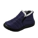 Yowablo Stiefel Paar Herren Damen Winter Flache Wasserabweisende Samt Warme Kurzrohr Schneestiefel (42,blau)