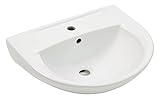 'aquaSu® Waschtisch marTa | 55 cm | Weiß | Waschbecken | Waschplatz | Bad | Badezimmer | Gäste-WC | Keramik | Design | Mit Üb