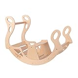 KiddyMoon Bogenwippe Für Kinder Kletterbogen Holzwippe Wippe Montessori WR-001, Natü