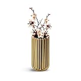 Esoes Vase Gold Keramik, 18cm Blumenvase Ornament für Home Tischdeko Bürozimmer, Ø9cm Vase Gold für Pampasgras Blumen 1p