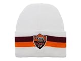 Associazione Sportiva Roma Offizielle Club-Mütze, Lizenzprodukt aus 100 % Acryl, Farbe: Weiß mit gelben Details, Einheitsgröß