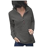 VICIKON Pullover mit Stehkragen Langarm Lässiger Top Pullover mit 1/4 Reißverschluss Herbst Winter Sweater Stehkragen Sweatshirt Strickpullover Oberteile Pulli Oversize Warm Pulli mit R