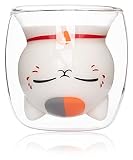 Roffatide Anime Natsume’s Book of Friends Nyanko Sensei Süße Tassen, doppelwandig, isoliert, Glas, Kaffee, Tee, Milch, Bürotasse, bestes Geschenk für Weihnachten, Geburtstagsgeschenk