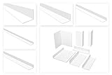 HEXIM Winkelprofile ungleichschenklig weiß - PVC Kunststoffwinkel, Auswahl Maße & Stärke - (HJ 366, 60x20 mm) Kunststoff Winkelleisten Fensterp