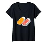 Damen Schlafende Sushi Humor Zeichnung lustiges japanisches Essen T-Shirt mit V