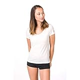 super.natural Damen W Base V Neck Tee 140 T-Shirt, Weiß, L