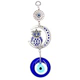 IRYNA Türkisches blaues Auge, Amulett, Wandschutz, hängende Glücksmond-Eule, Anhänger, Heimgarten, Dek