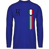 Shirtracer Fussball EM 2021 Fanartikel - 12. Mann Italien Fanshirt - L - Royalblau - Italien - BCTU005 - Herren Lang