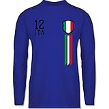 Shirtracer Fussball EM 2021 Fanartikel - 12. Mann Italien Fanshirt - L - Royalblau - Italien - BCTU005 - Herren Lang