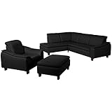 Max Winzer Ecksofa Links mit Sofa 2,5-Sitzer rechts Aaron Flachgewebe schw