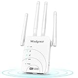 Wodgreat WLAN Verstärker, WLAN Repeater AC1200 Wireless Extender Dual Band 5G&2,4G für zu Hause und Outdoor, Access Point WLAN Router 2 Ethernet Ports, Funktioniert mit Allen WLAN R