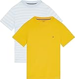 Tommy Hilfiger Mädchen 2P CN Tee SS Stripes Unterwäsche, Luminous Blue/Primary Yellow, 10/12/2020