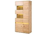 MASSIVMOEBEL24.DE Vitrine Standvitrine Glasvitrine LED Vitrinenschrank Eiche massiv H