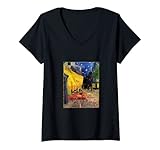 Damen Nacht-Café-Terrasse auf dem Platz du Forum von Vincent van Gogh T-Shirt mit V