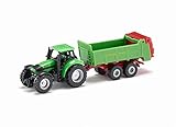 siku 1673, Deutz Traktor mit Universalstreuer, Metall/Kunststoff, Grün, Öffenbare Heckklapp